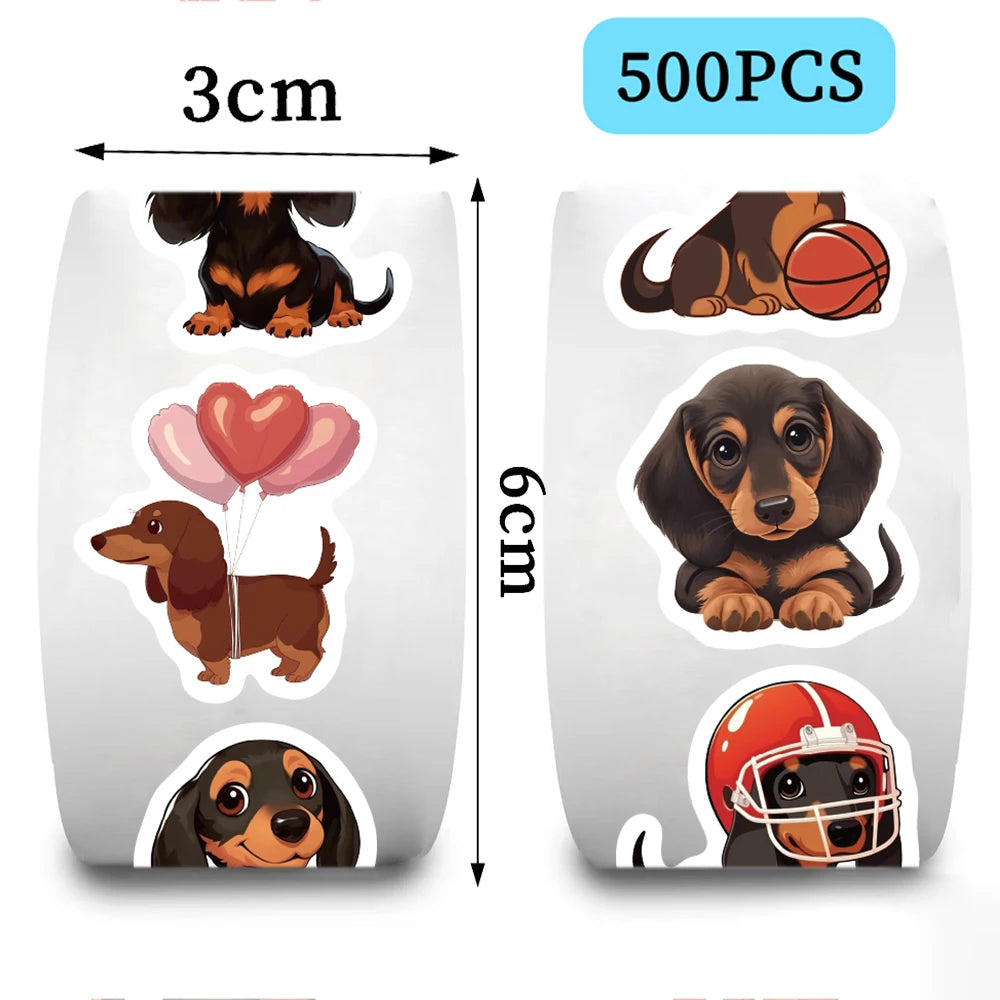 500pcs cute sausage dog stickers