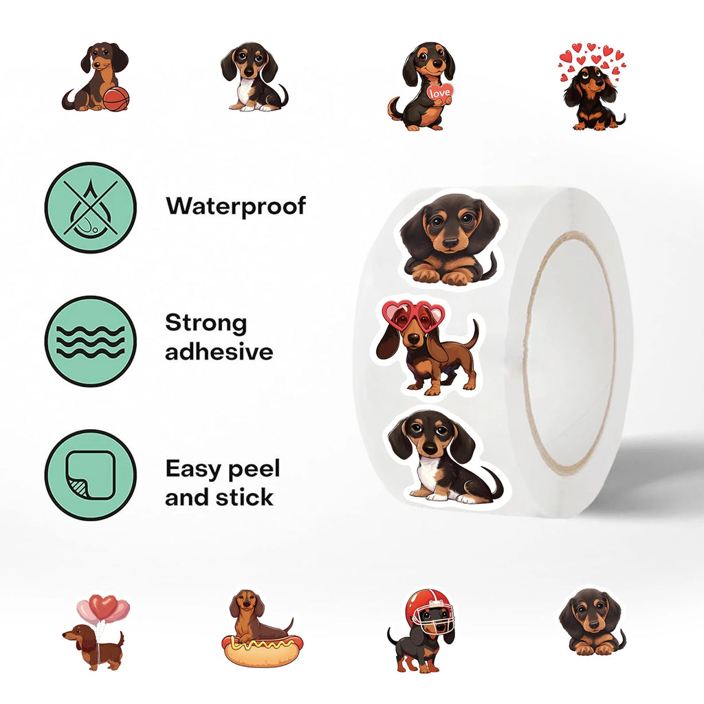 500pcs cute sausage dog stickers