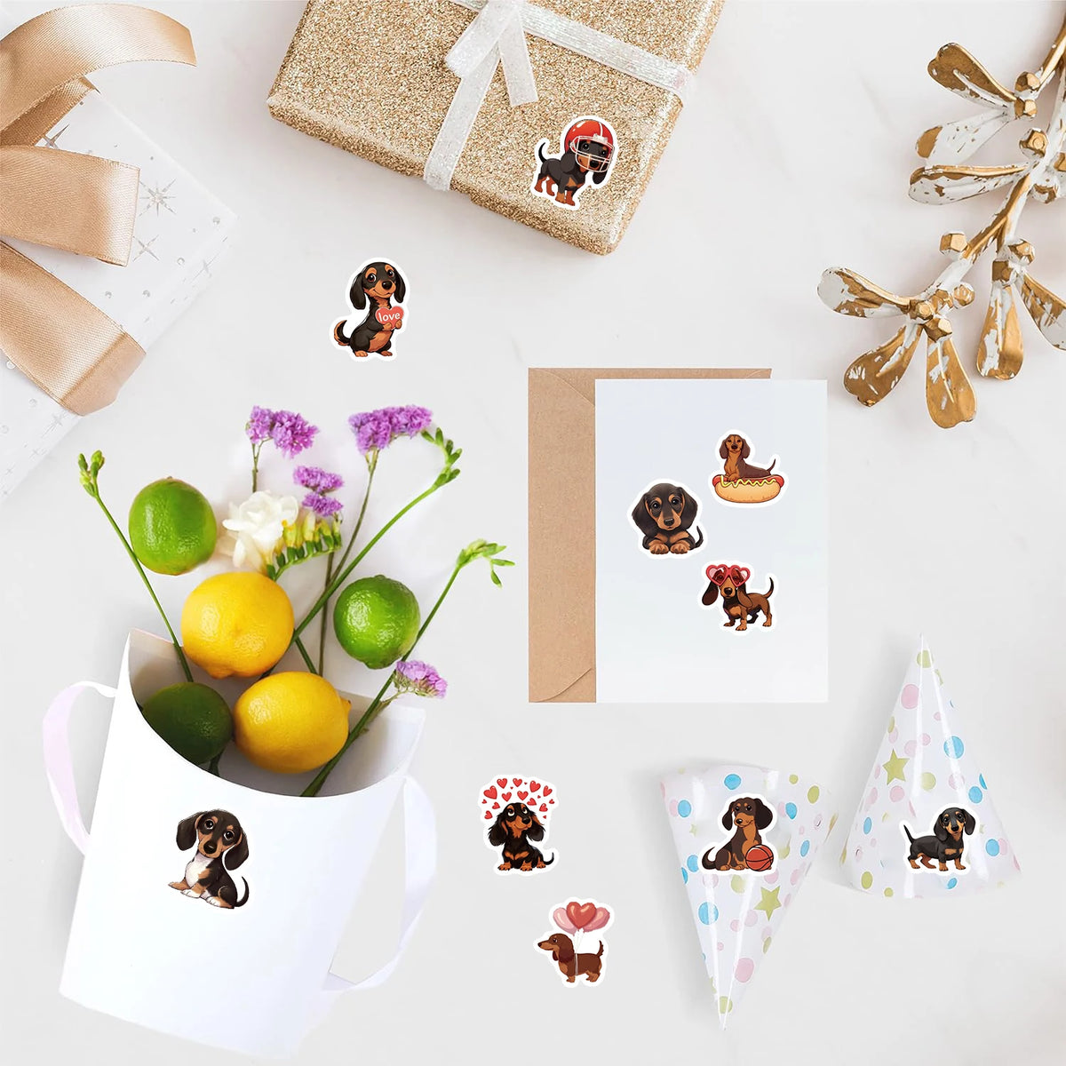 500pcs cute sausage dog stickers